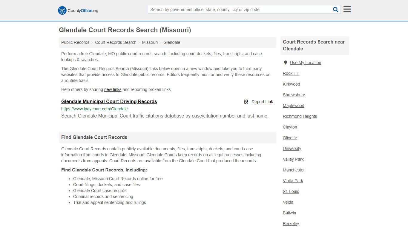 Court Records Search - Glendale, MO (Adoptions, Criminal, Child Support ...